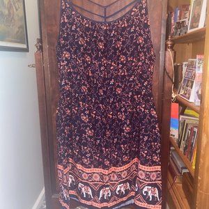 J for Justify Dress, 1X, Navy/Orange